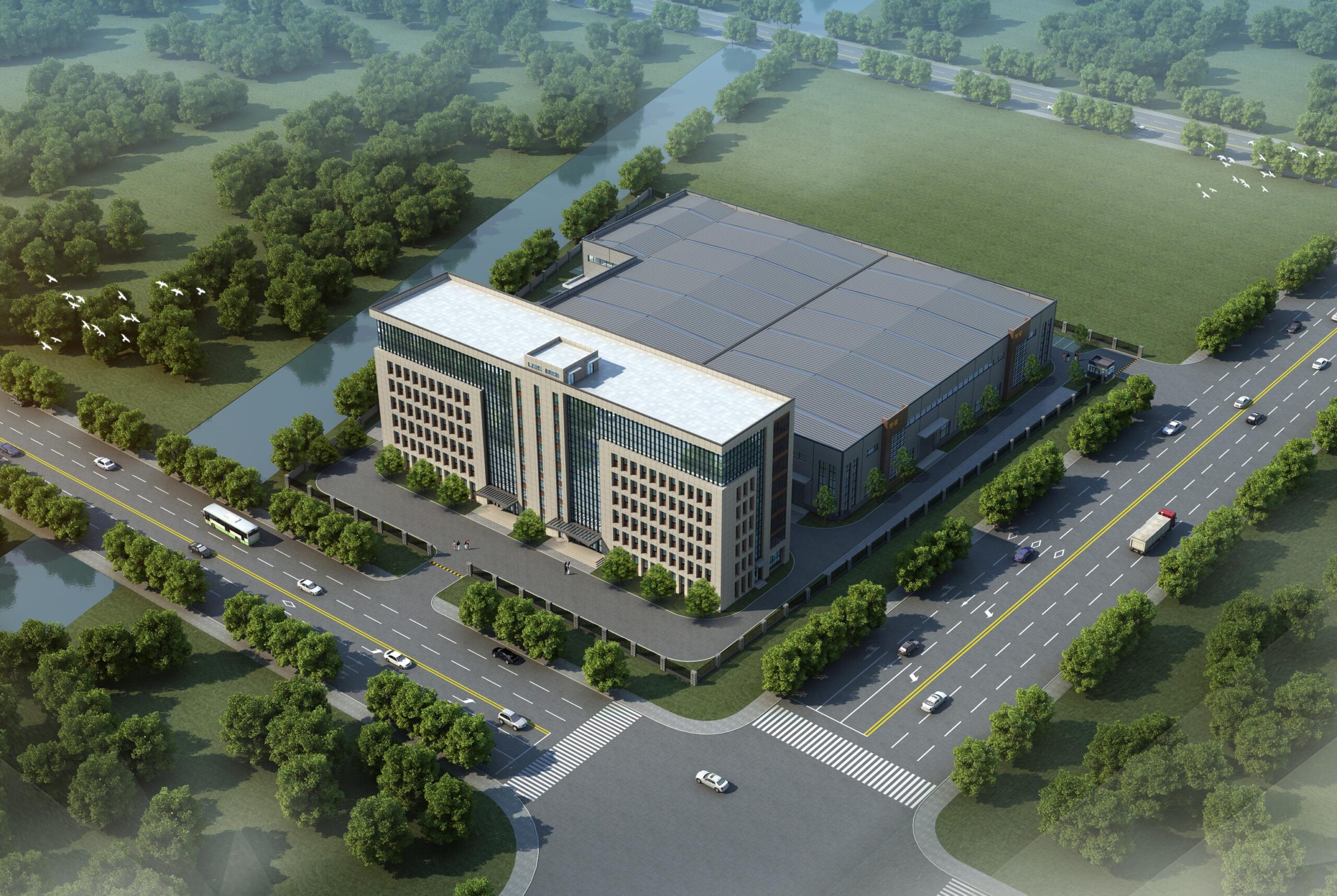 工程师在现代化的工业生产线上工作